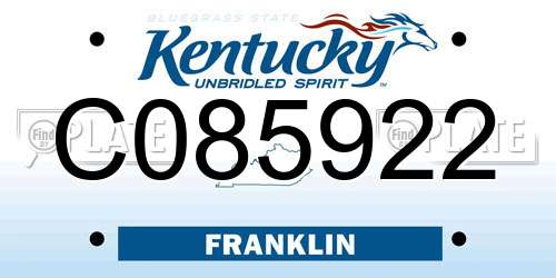 C085922 Kentucky License Plate