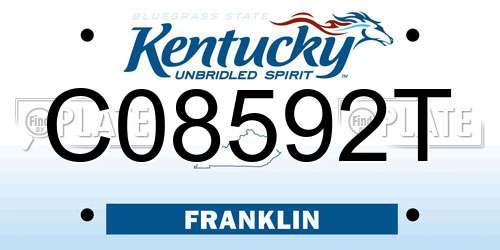 C08592T Kentucky License Plate