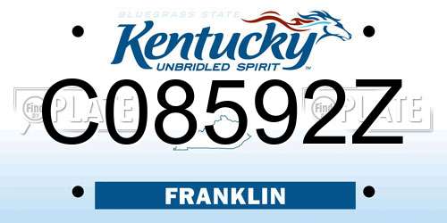 C08592Z Kentucky License Plate