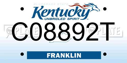 C08892T Kentucky License Plate