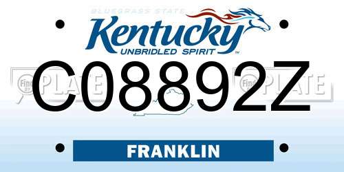 C08892Z Kentucky License Plate