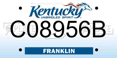 C08956B Kentucky License Plate