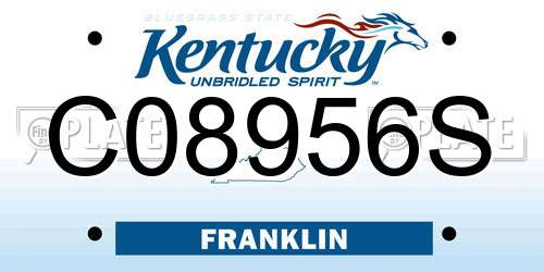 C08956S Kentucky License Plate
