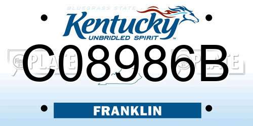 C08986B Kentucky License Plate