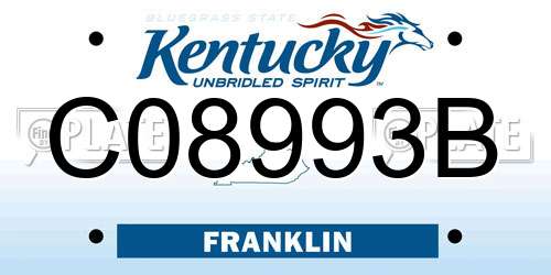 C08993B Kentucky License Plate