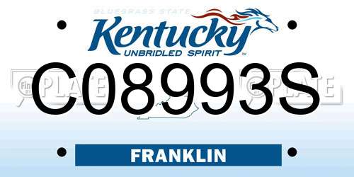 C08993S Kentucky License Plate