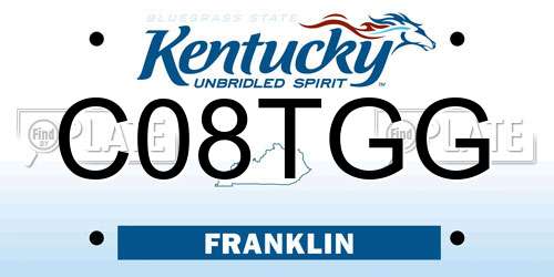 C08TGG Kentucky License Plate