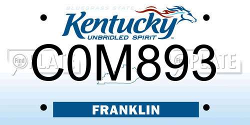 C0M893 Kentucky License Plate