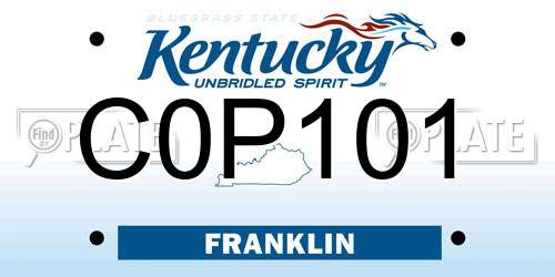C0P101 Kentucky License Plate