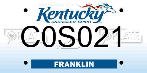 C0S021 Kentucky License Plate