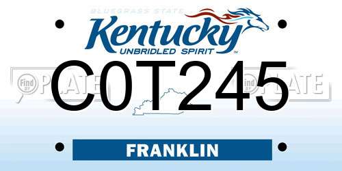 C0T245 Kentucky License Plate