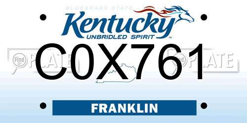 C0X761 Kentucky License Plate