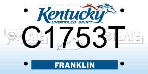 C1753T Kentucky License Plate