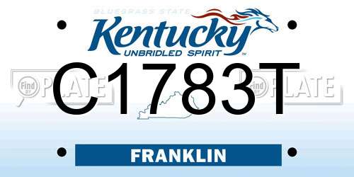 C1783T Kentucky License Plate
