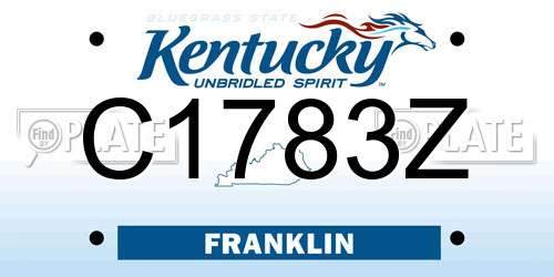C1783Z Kentucky License Plate