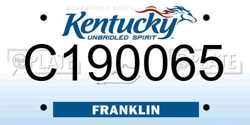 C190065 Kentucky License Plate
