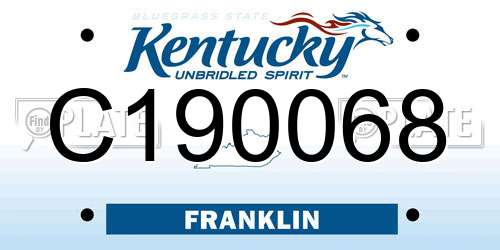 C190068 Kentucky License Plate