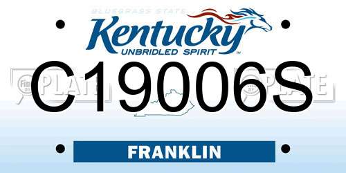 C19006S Kentucky License Plate