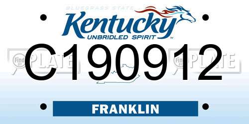C190912 Kentucky License Plate