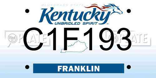 C1F193 Kentucky License Plate