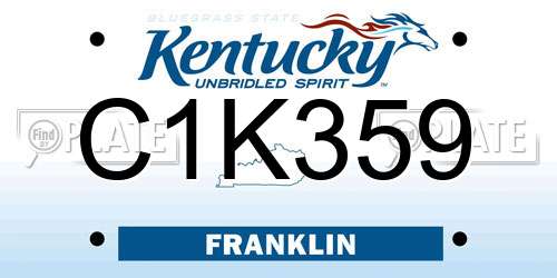 C1K359 Kentucky License Plate