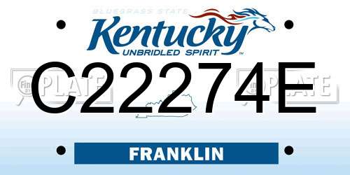 C22274E Kentucky License Plate