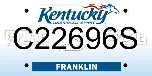 C22696S Kentucky License Plate