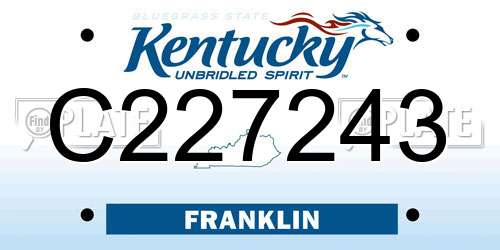 C227243 Kentucky License Plate