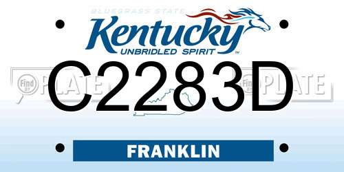 C2283D Kentucky License Plate