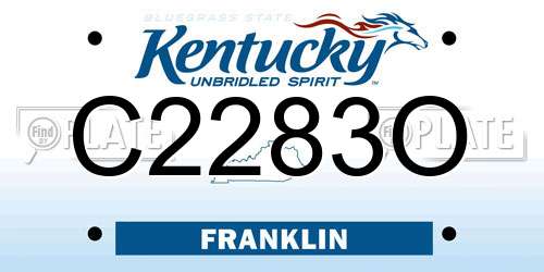 C2283O Kentucky License Plate