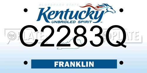 C2283Q Kentucky License Plate