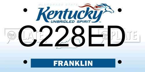 C228ED Kentucky License Plate
