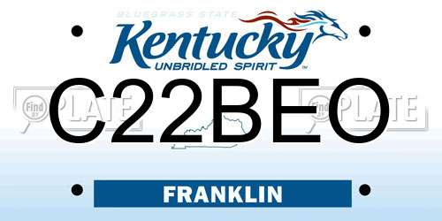 C22BEO Kentucky License Plate