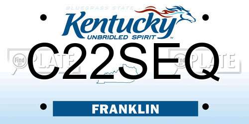 C22SEQ Kentucky License Plate