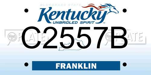 C2557B Kentucky License Plate