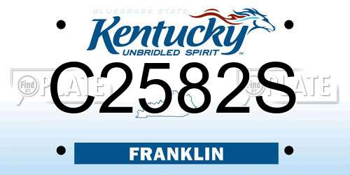 C2582S Kentucky License Plate