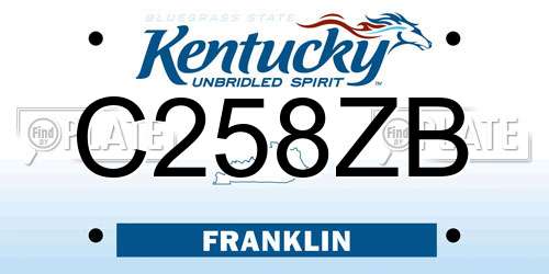 C258ZB Kentucky License Plate