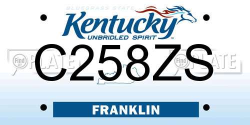 C258ZS Kentucky License Plate