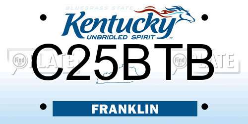C25BTB Kentucky License Plate