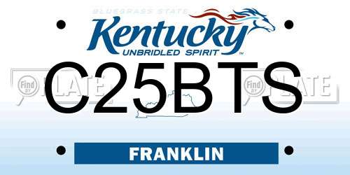 C25BTS Kentucky License Plate