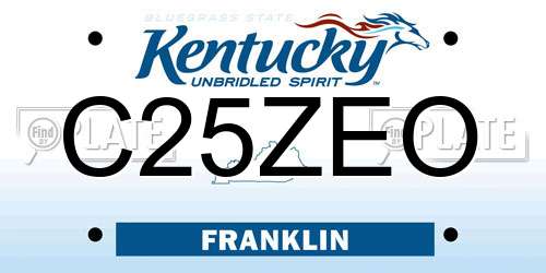 C25ZEO Kentucky License Plate