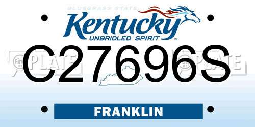 C27696S Kentucky License Plate