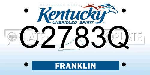 C2783Q Kentucky License Plate