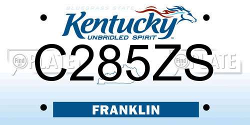 C285ZS Kentucky License Plate
