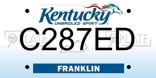 C287ED Kentucky License Plate
