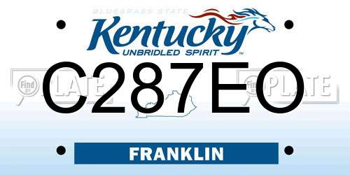 C287EO Kentucky License Plate
