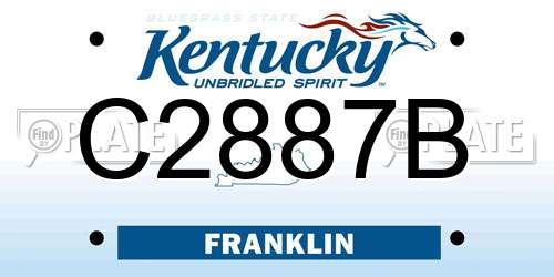 C2887B Kentucky License Plate