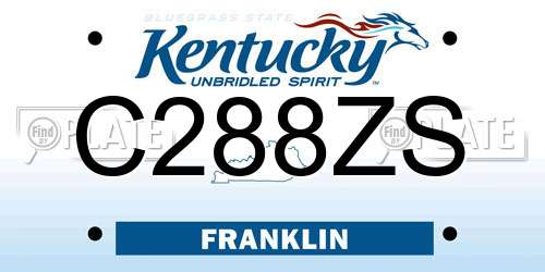 C288ZS Kentucky License Plate