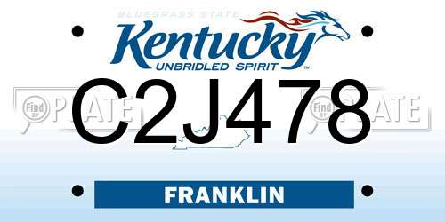 C2J478 Kentucky License Plate