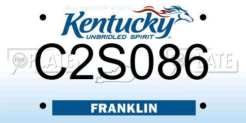 C2S086 Kentucky License Plate